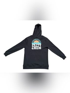 New Men’s Medium Salty Crew Black Hoodie with Retro Sunset Graphic Sweater